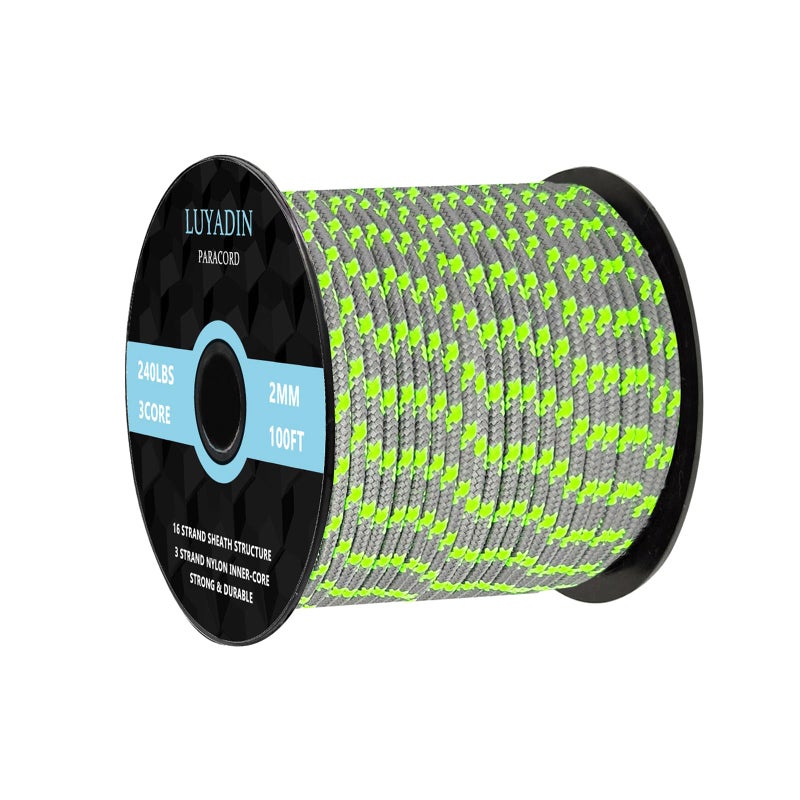 LUYADIN Paracord 240lb - Diameter 2mm Micro Utility Cord -3 Strand Parachute Spool Cord - 100ft 200ft,Paracord for Camping,Hiking,Fishing,Outdoor and DIY - Image 1